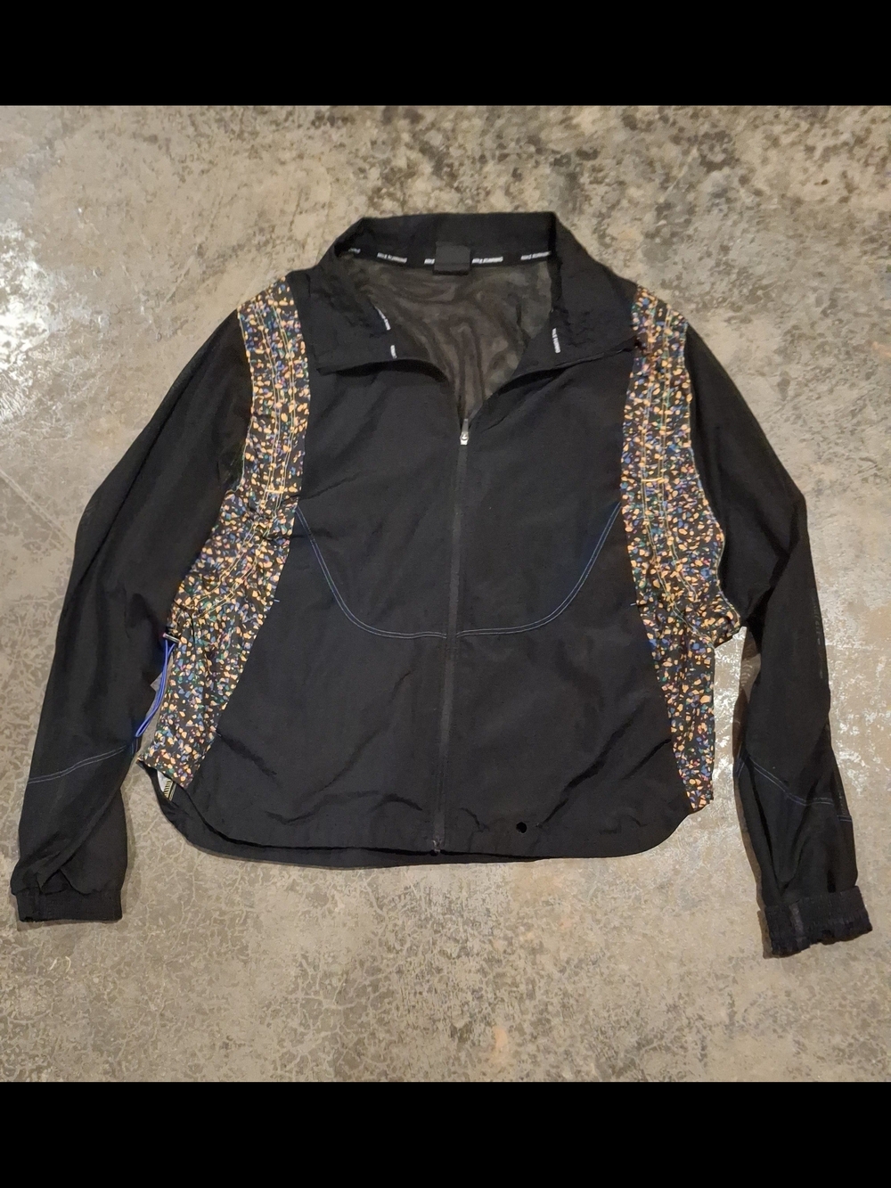 Nike Black Athletic Zip Jacket with Floral And Mesh Panels